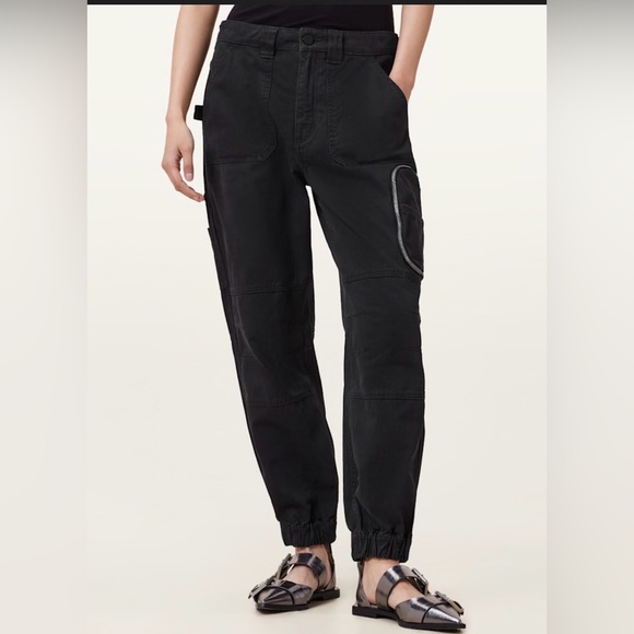 All Saints Florence Cargo Jogger Pants Washed Black , size 12 - Picture 10 of 15